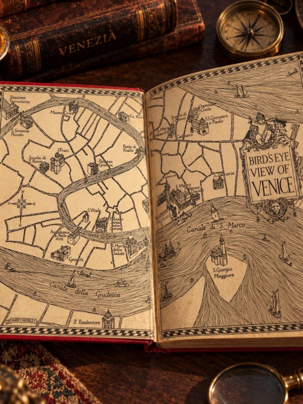 Vintage 1921 Antique Book "A Wanderer in Venice" by E.V. Lucas Hardcover Travel